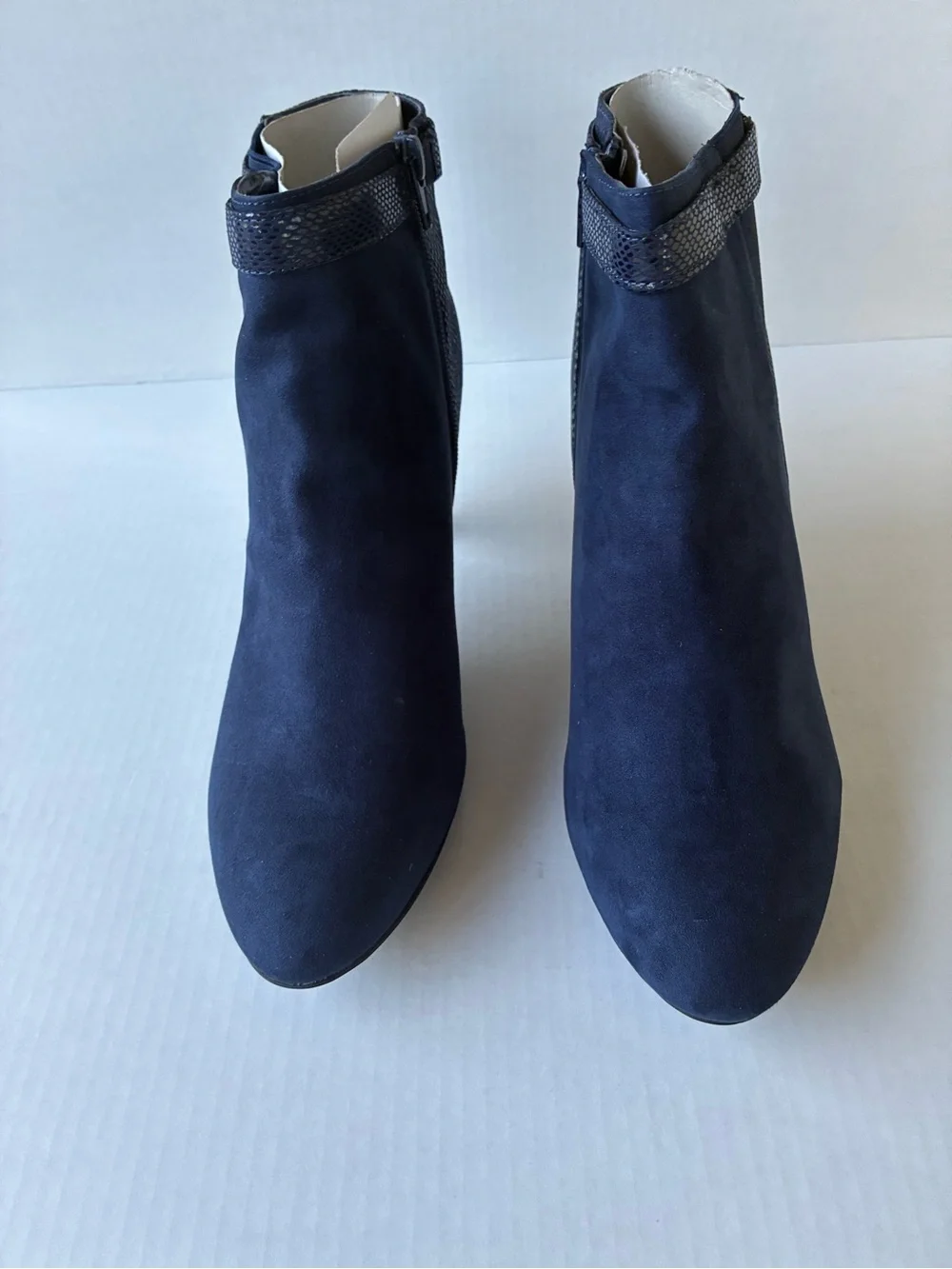 Women’s Navy Faux Suede Ankle Booties - Sleek Heeled Design